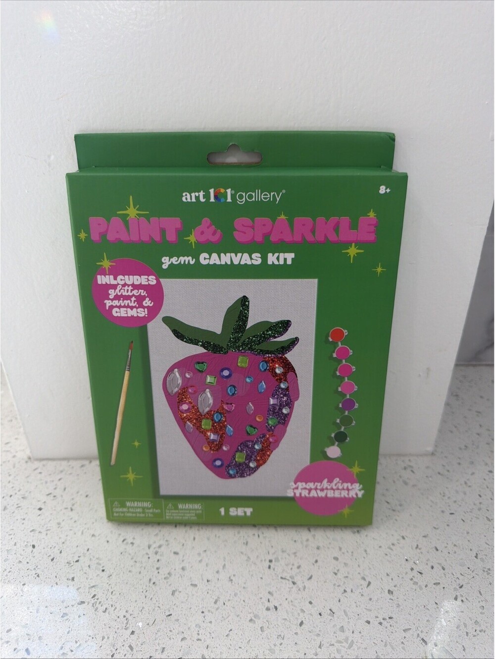 Art 101 Gallery Paint & Sparkle Gem Canvas Kit Sparkling Strawberry 8+